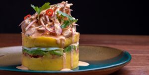 Causa Limeña, a traditional Peruvian dish with pre-Columbian origins.