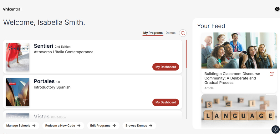 Updates on vhlcentral: NEW Instructor Homepage