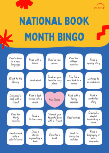 National Book Month Bingo card 